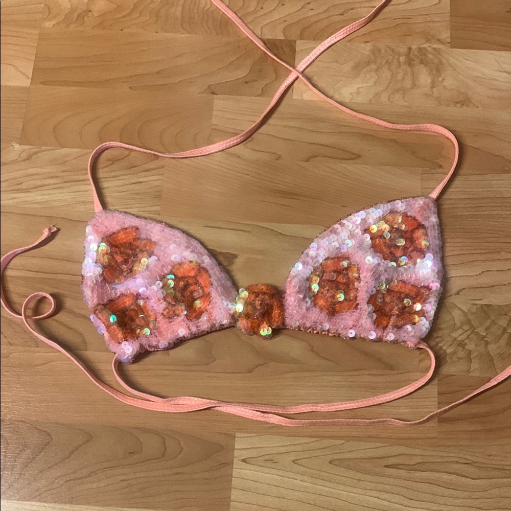 small sequin string bikini top